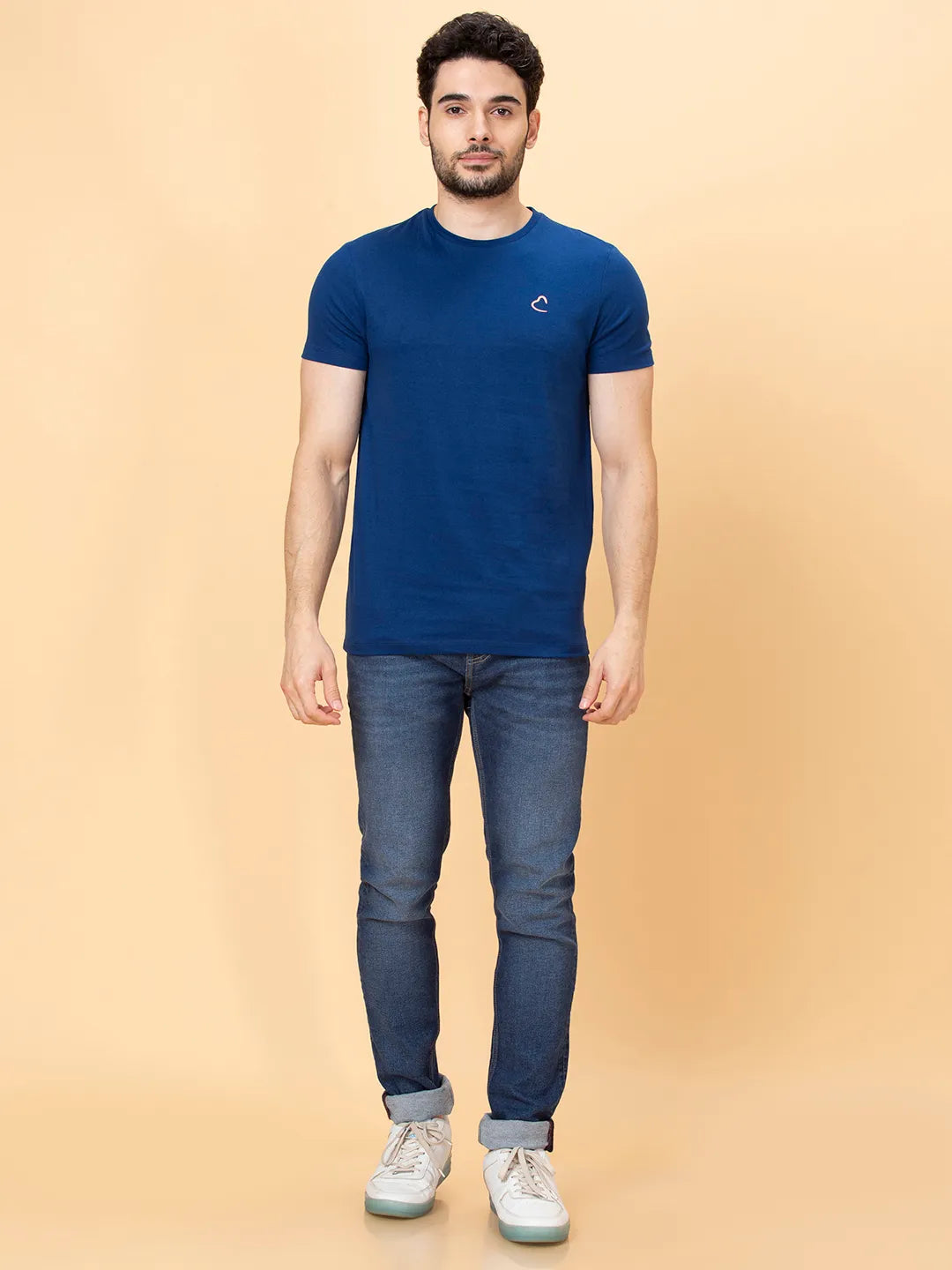 Men None T-Shirts-Navy by Being Human Clothing