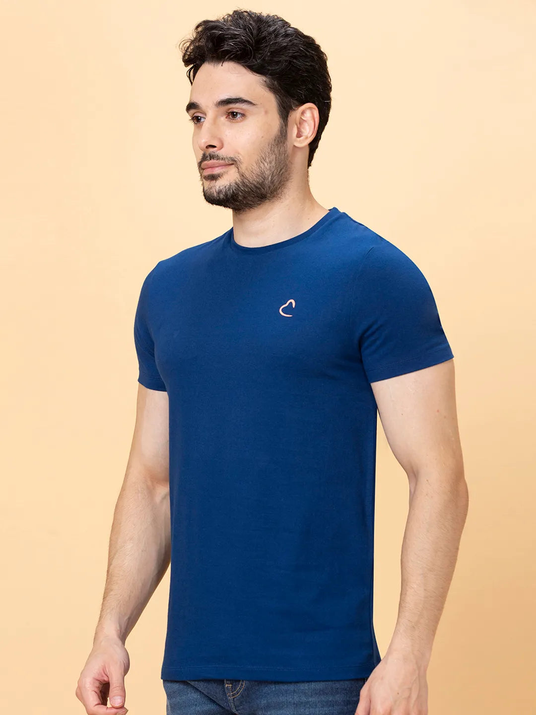 Men None T-Shirts-Navy by Being Human Clothing