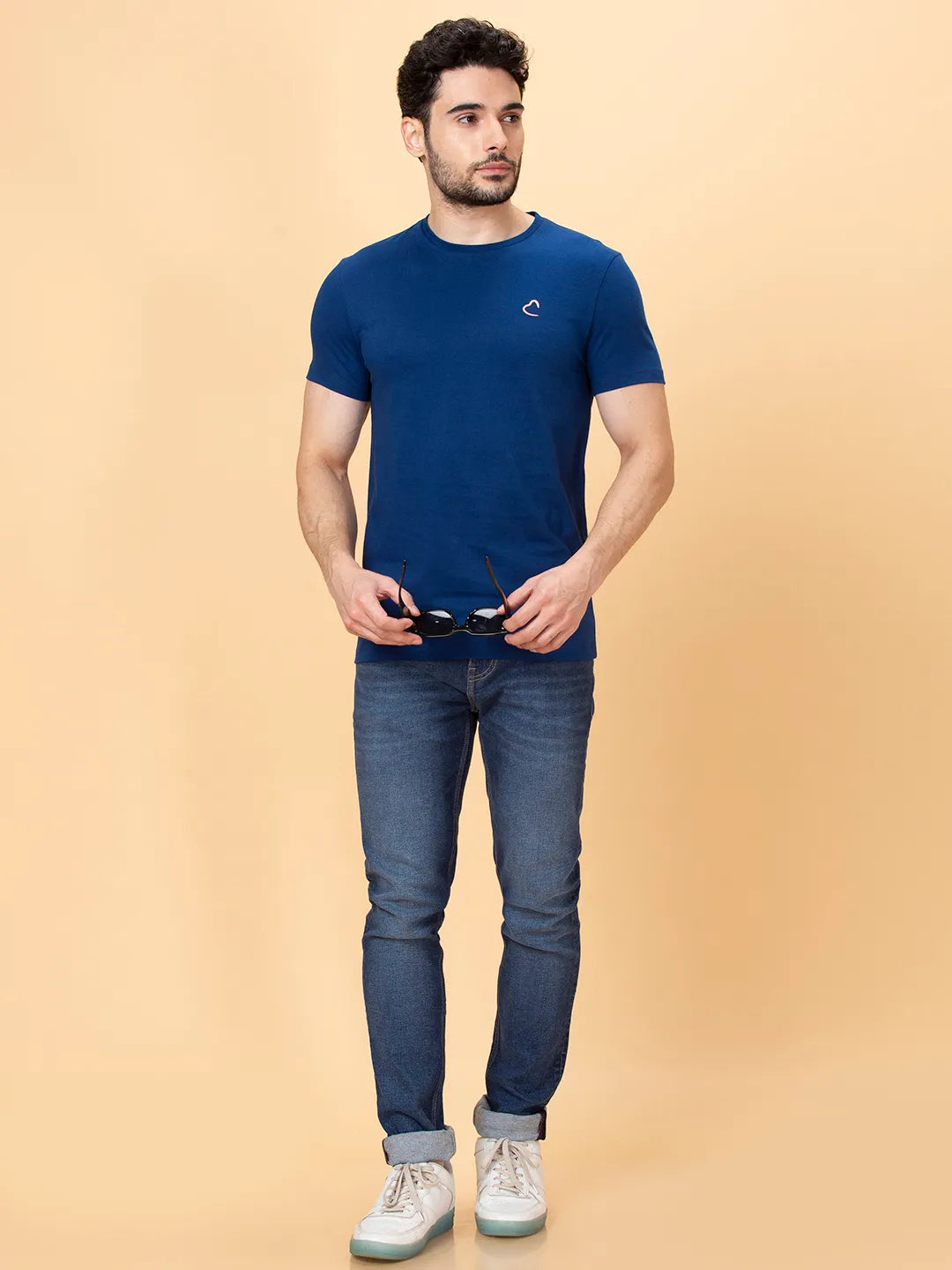 Men None T-Shirts-Navy by Being Human Clothing