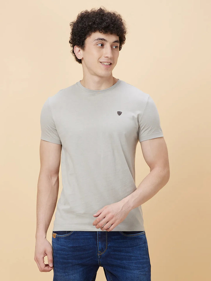 Sand Regular Fit Round Neck Men's T-Shirt by Being Human Clothing