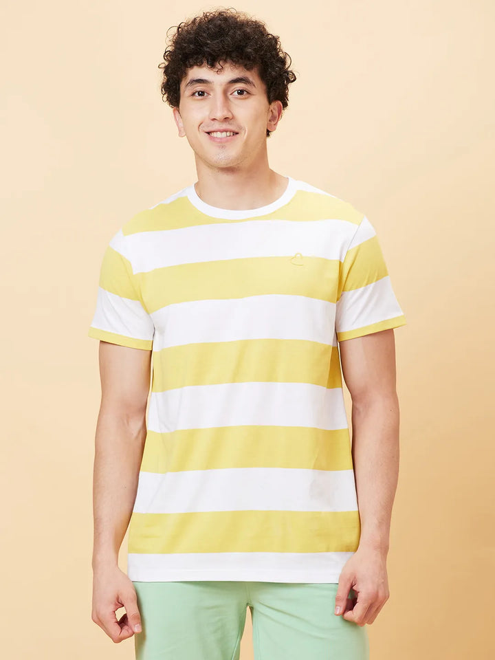 Off White Regular Fit Round Neck Men's T-Shirt by Being Human Clothing