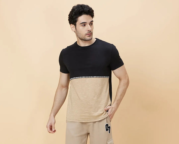 Black Regular Fit Men's Short Sleeves T-Shirt by Being Human Clothing