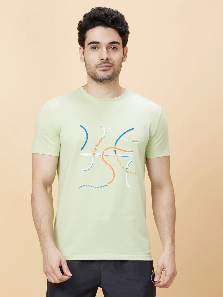 Sea Foam Green Regular Fit Round Neck Men's T-Shirt by Being Human Clothing