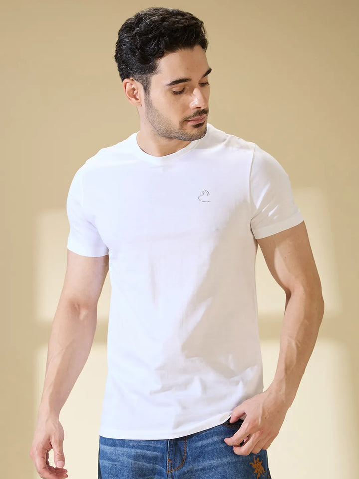 White Regular Fit Men's Short Sleeves T-Shirt by Being Human Clothing