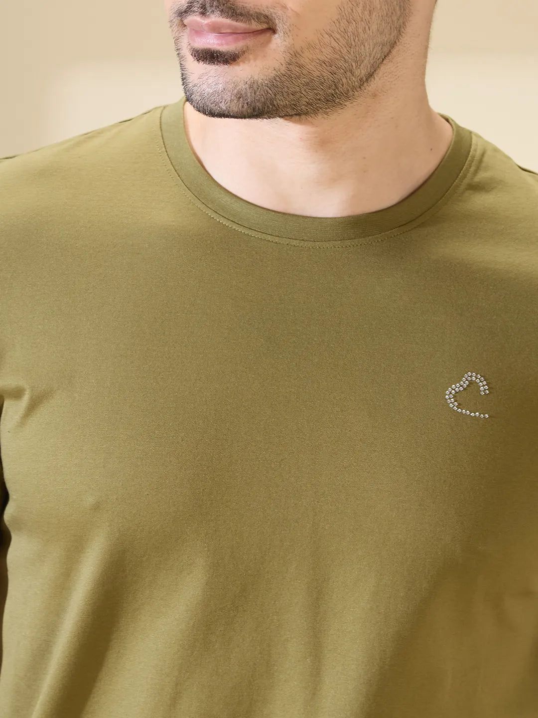 Olive Regular Fit Round Neck Mens' T-Shirt by Being Human Clothing