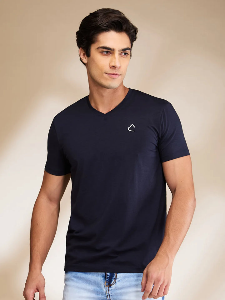 Navy Slim Fit V Neck Men's T-Shirt by Being Human Clothing