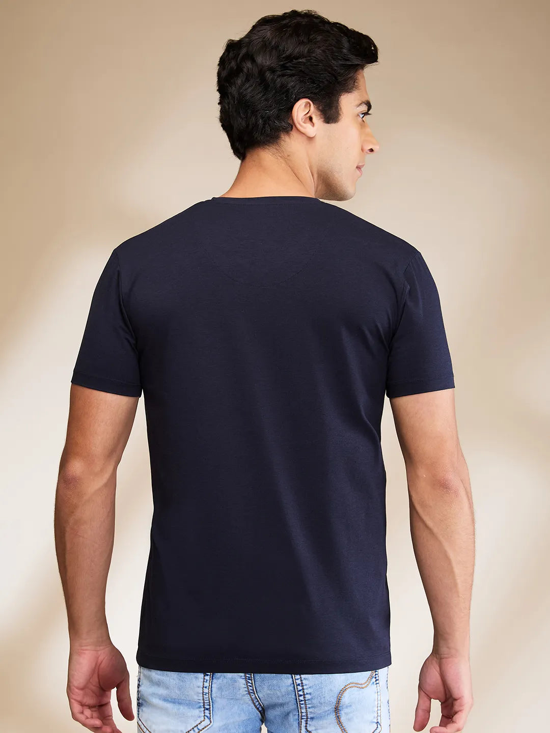 Navy Slim Fit V Neck Men's T-Shirt by Being Human Clothing