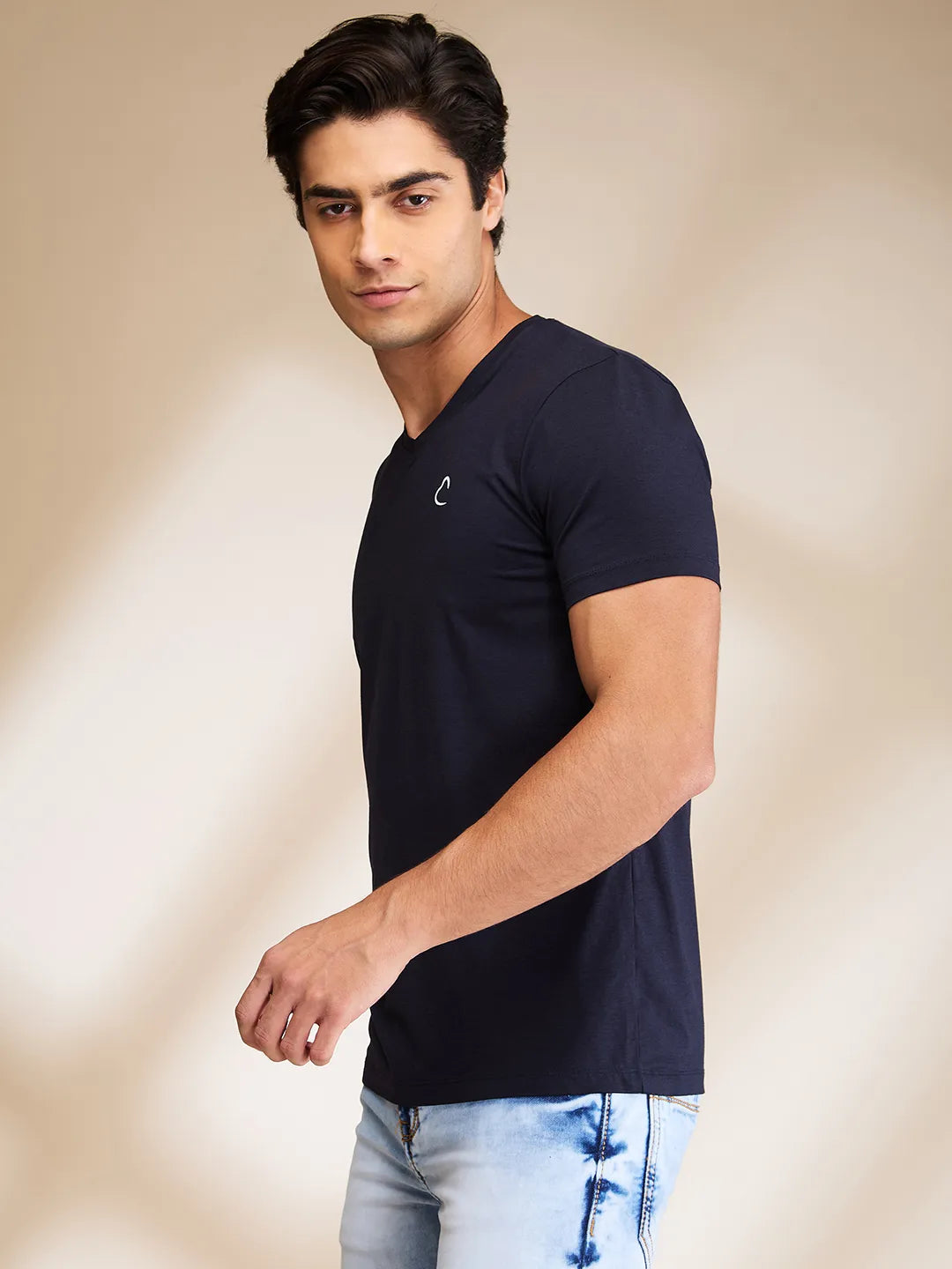 Navy Slim Fit V Neck Men's T-Shirt by Being Human Clothing