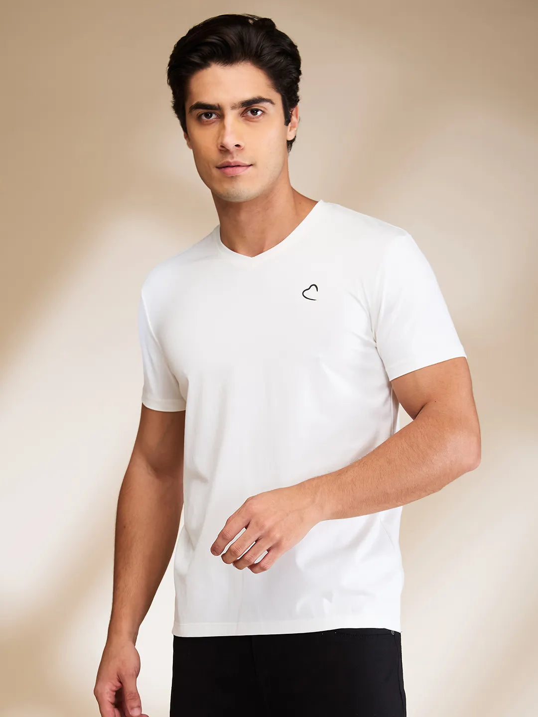 White Slim Fit V Neck Men's T-Shirt by Being Human Clothing