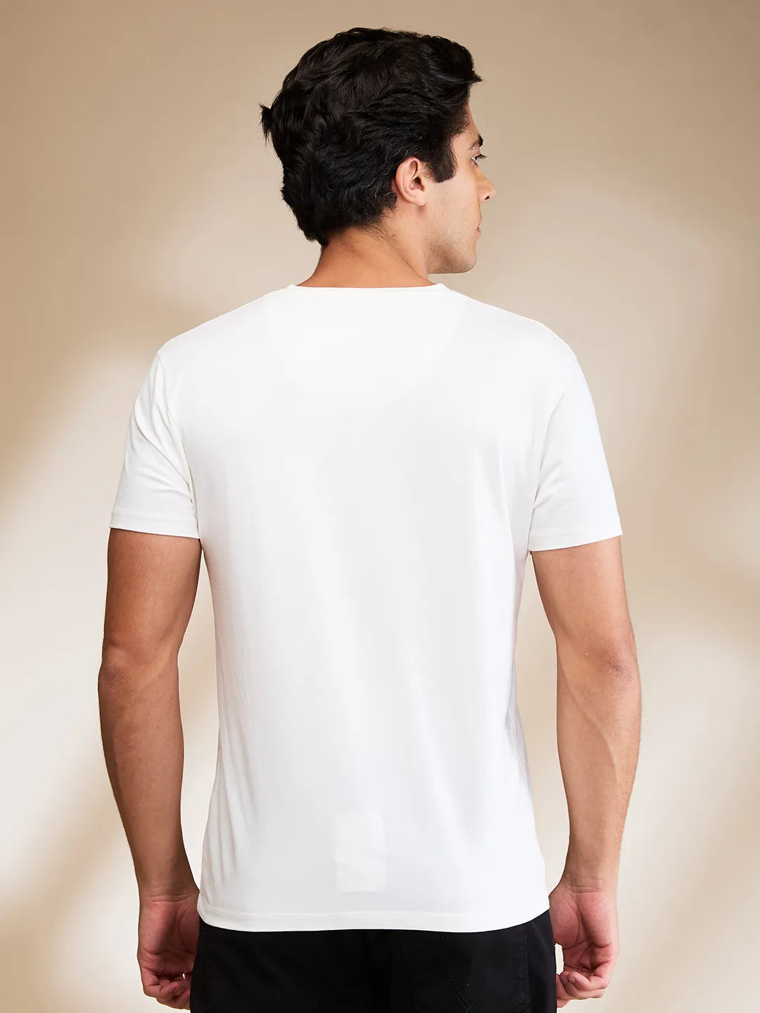 White Slim Fit V Neck Men's T-Shirt by Being Human Clothing