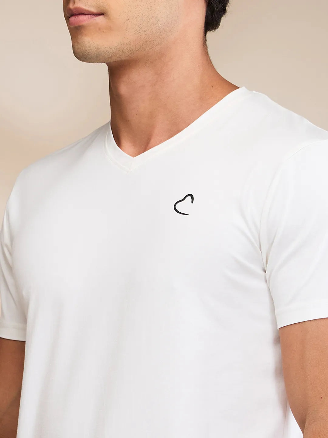 White Slim Fit V Neck Men's T-Shirt by Being Human Clothing