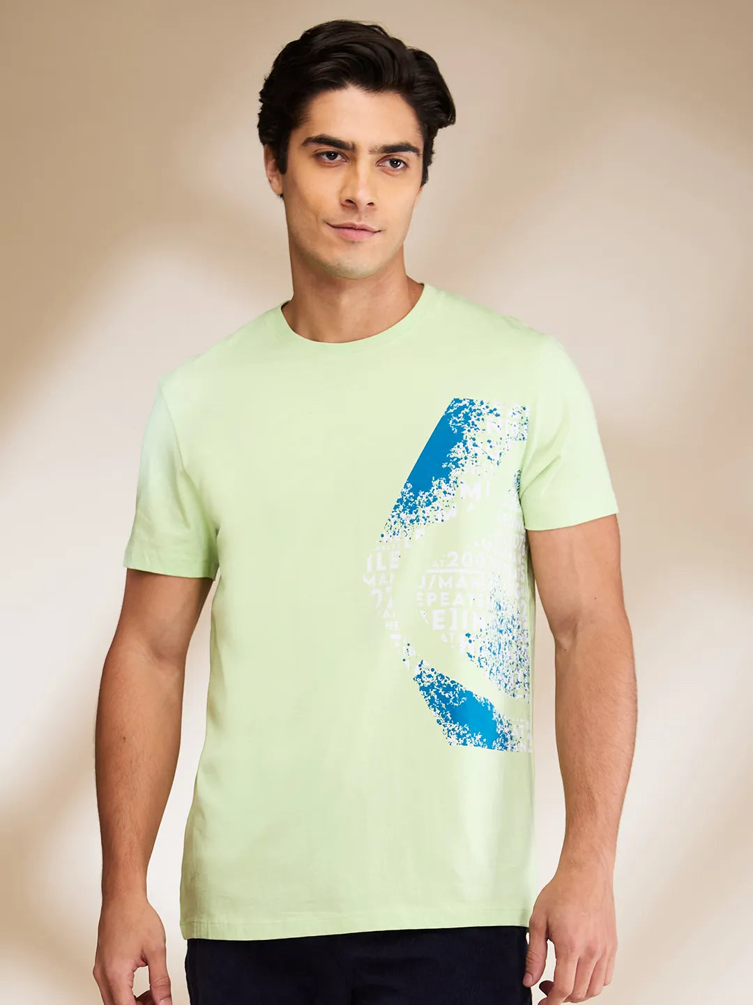Matcha Green Slim Fit Round Neck Mens' T-Shirt by Being Human Clothing