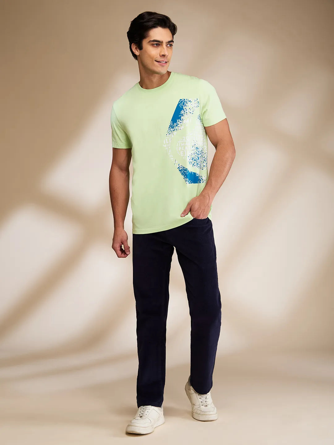 Matcha Green Slim Fit Round Neck Mens' T-Shirt by Being Human Clothing