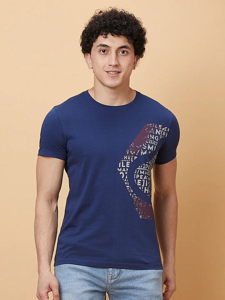 Navy Slim Fit Round Neck Men's T-Shirt