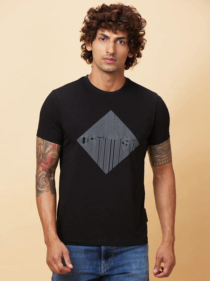 Black Regular Fit Men's Short Sleeves T-Shirt by Being Human Clothing