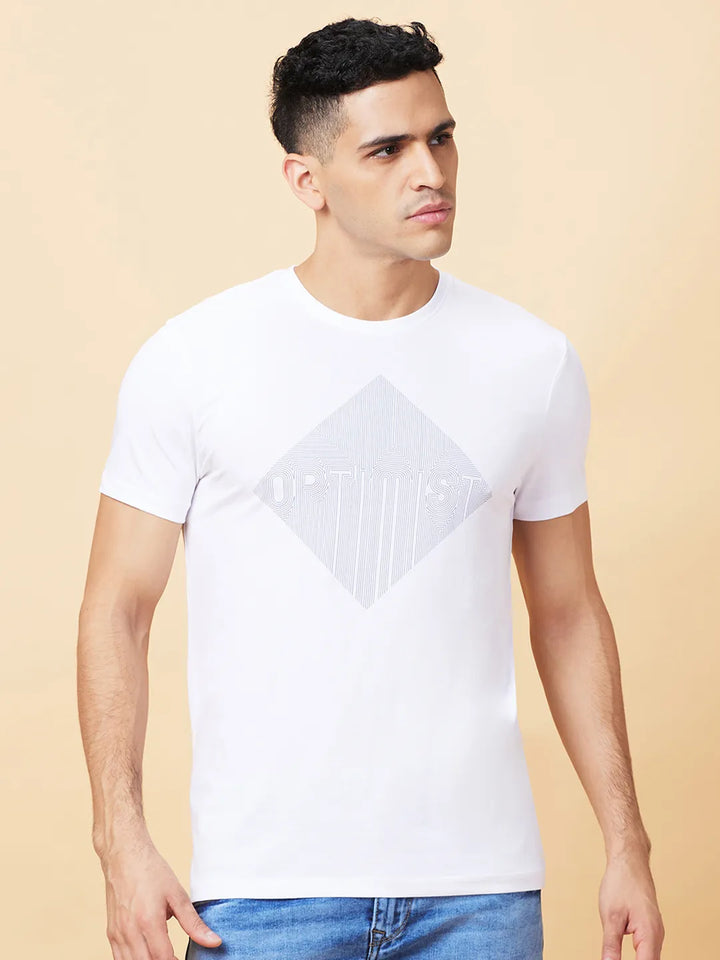 White Regular Fit Men's Short Sleeves T-Shirt by Being Human Clothing