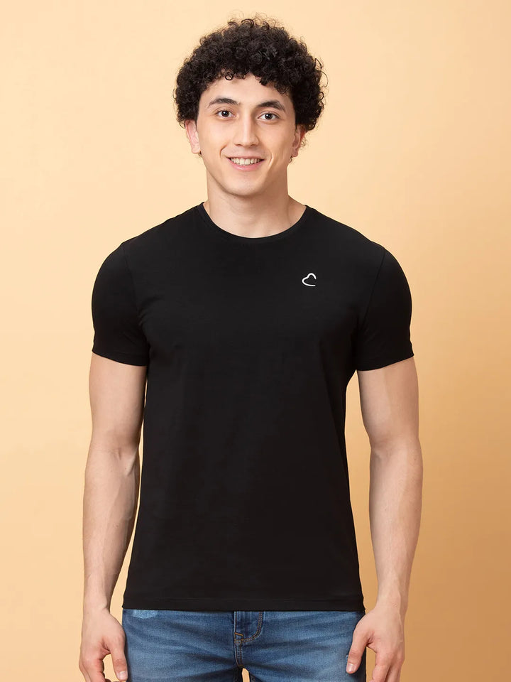 Black Regular Fit Round Neck Men's T-Shirt by Being Human Clothing