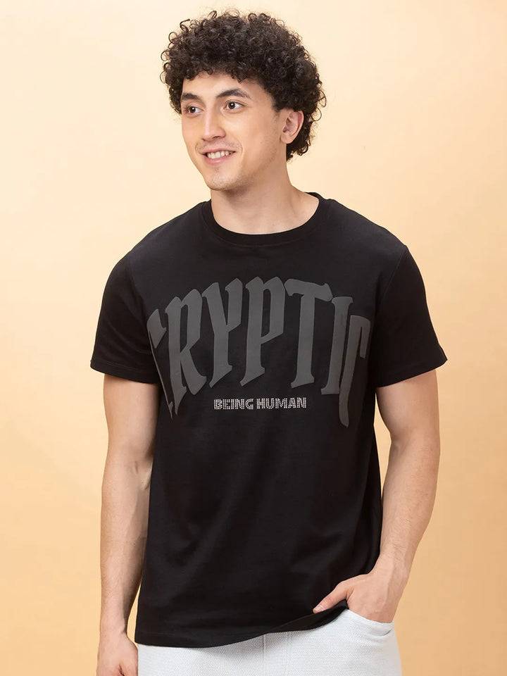 Black Regular Fit Men's Short Sleeves T-Shirt by Being Human Clothing