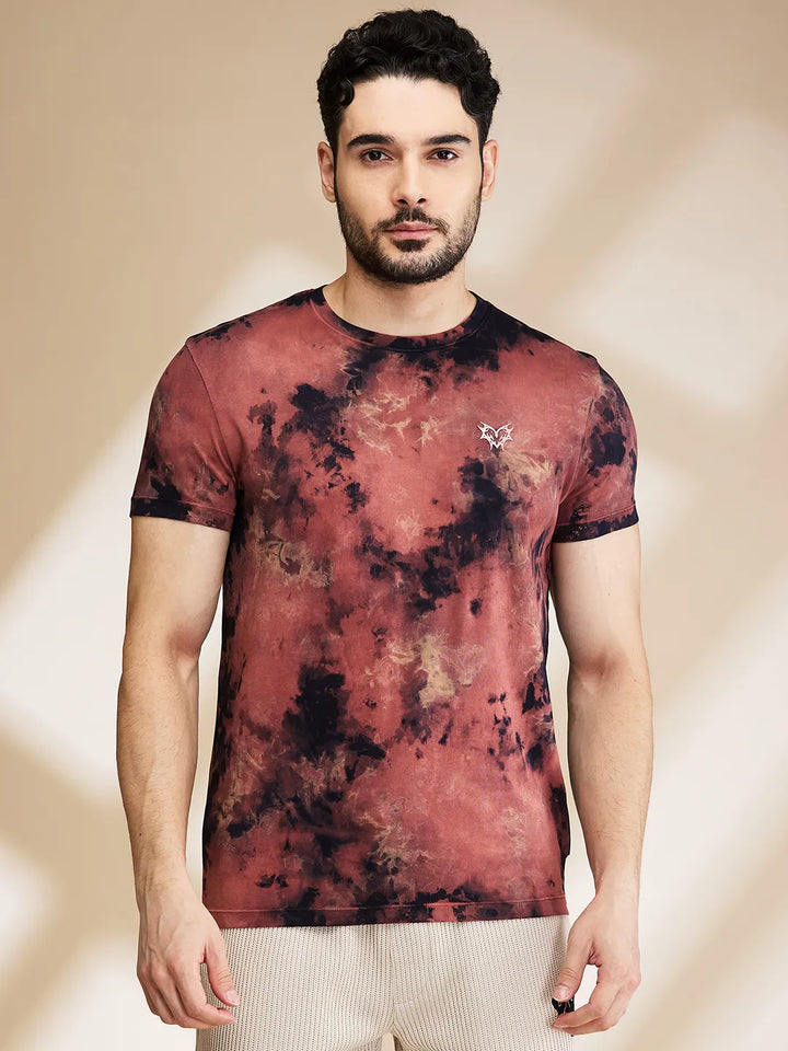 Maroon Regular Fit Men's Short Sleeves T-Shirt by Being Human Clothing