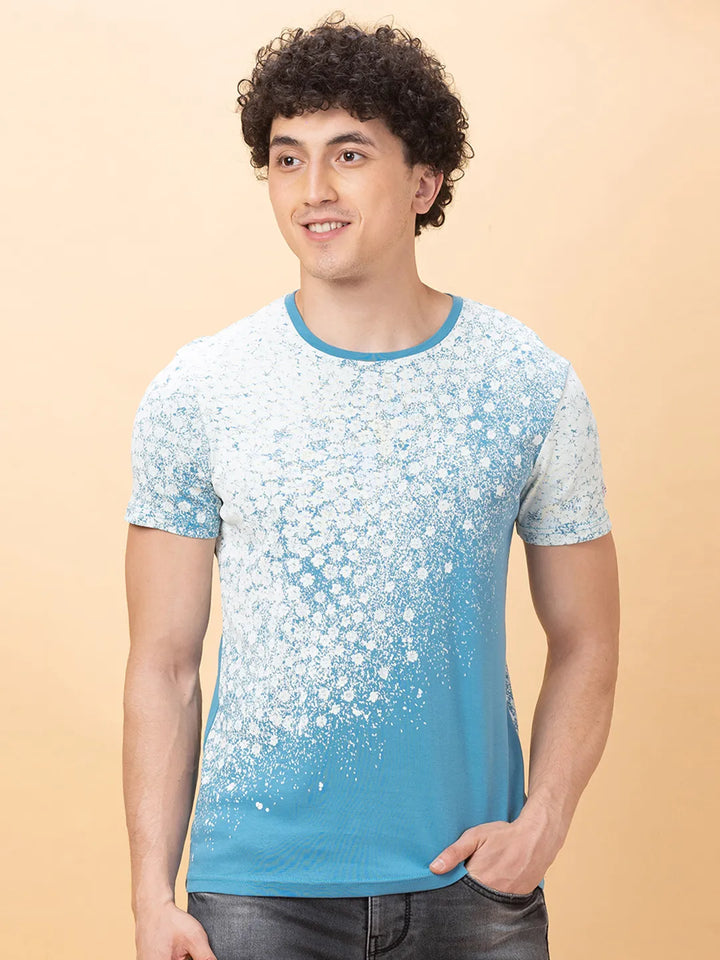 Blue Slim Fit Round Neck Men's T-Shirt by Being Human Clothing