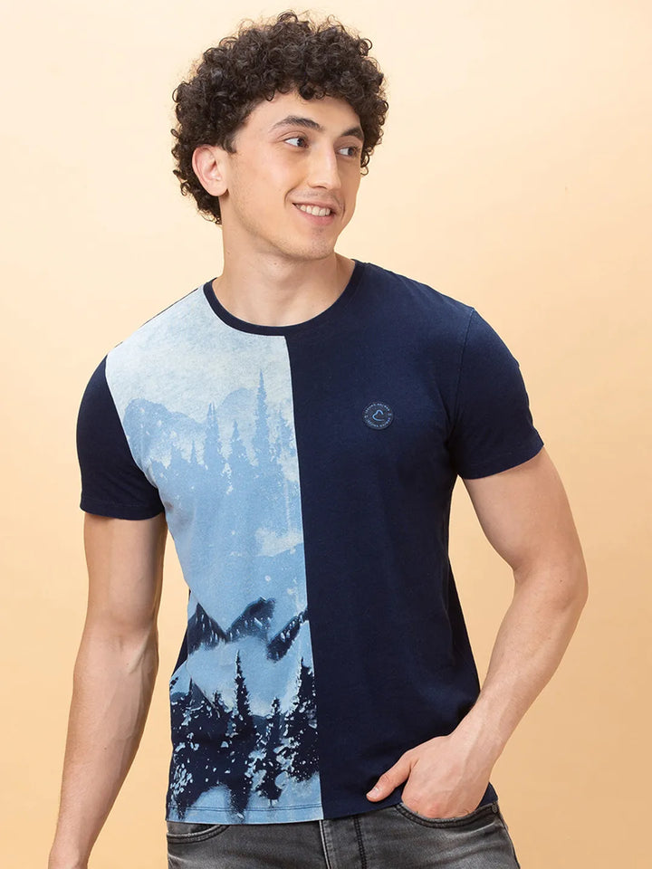 Indigo Slim Fit Round Neck Men's T-Shirt by Being Human Clothing