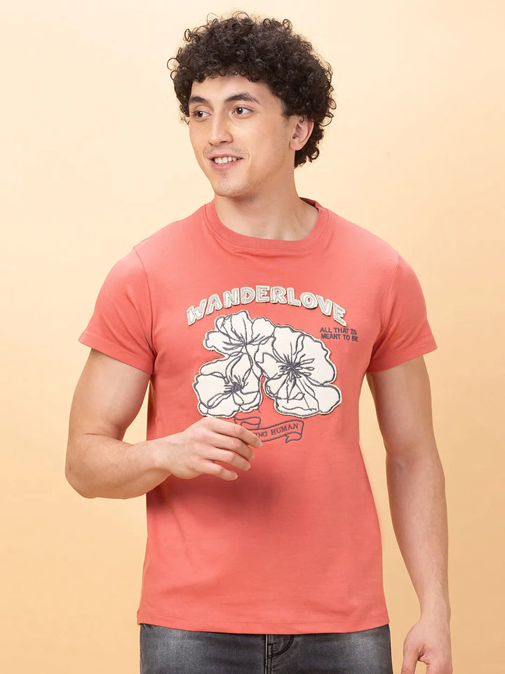 Coral Earth Regular Fit Round Neck Men's T-Shirt by Being Human Clothing