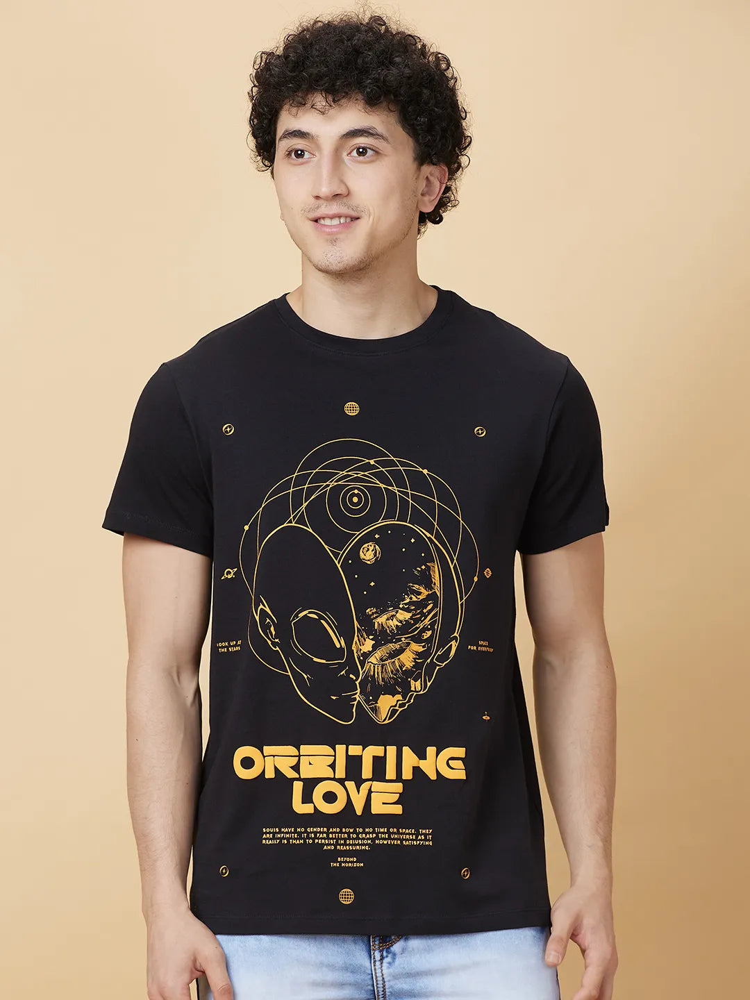 Black Regular Fit Round Neck Men's T-Shirt by Being Human Clothing