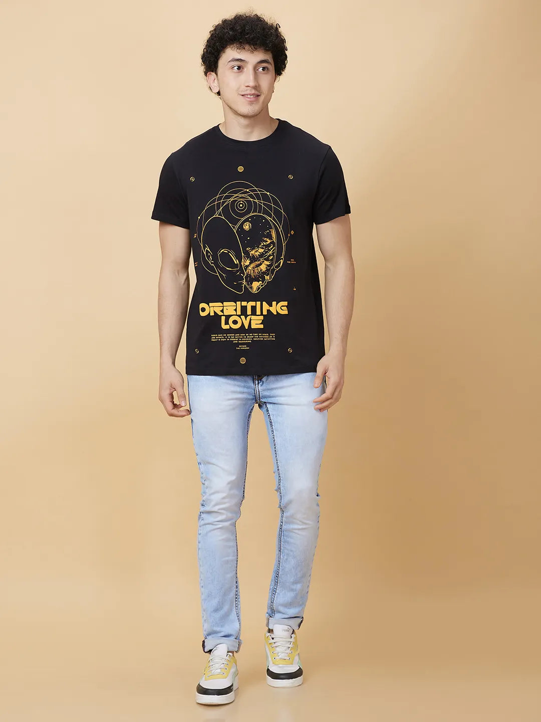 Black Regular Fit Round Neck Men's T-Shirt by Being Human Clothing