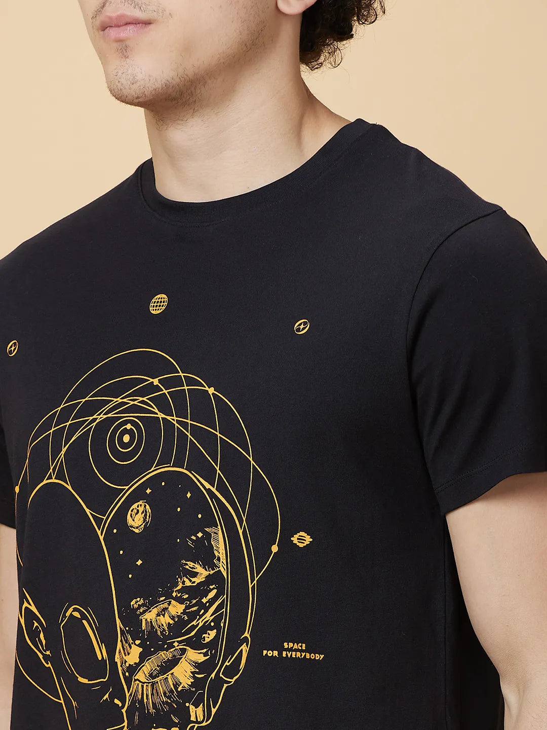 Black Regular Fit Round Neck Men's T-Shirt by Being Human Clothing