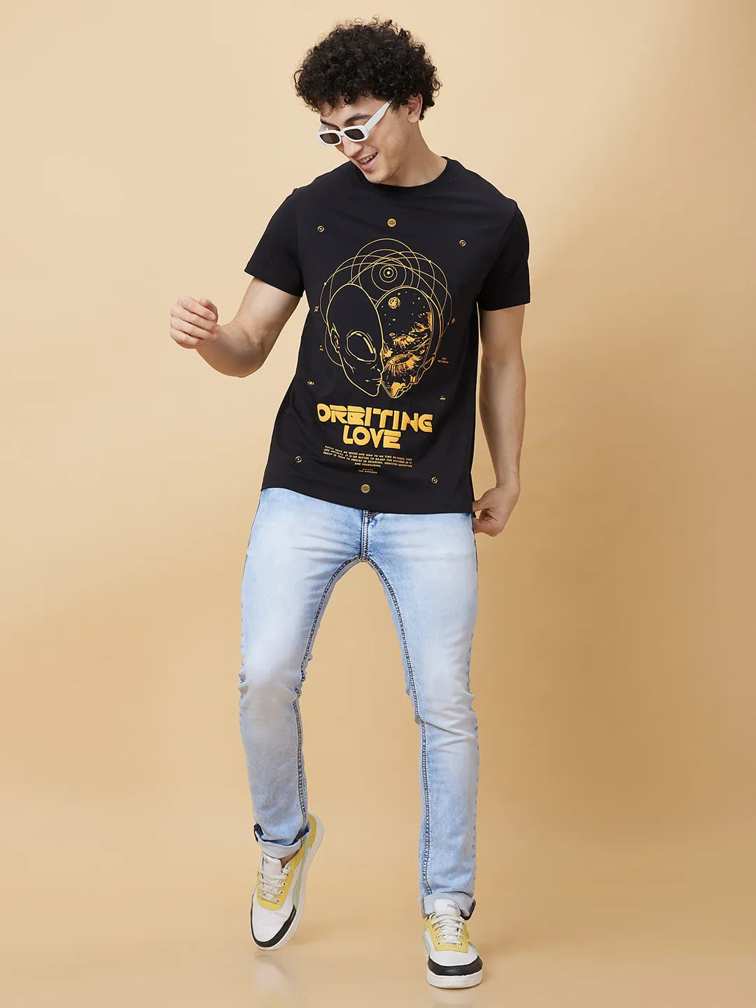 Black Regular Fit Round Neck Men's T-Shirt by Being Human Clothing