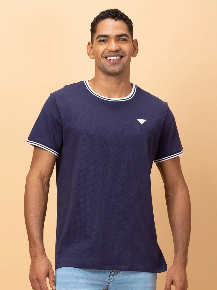 Midnight Blue Regular Fit Round Neck Men's T-Shirt by Being Human Clothing