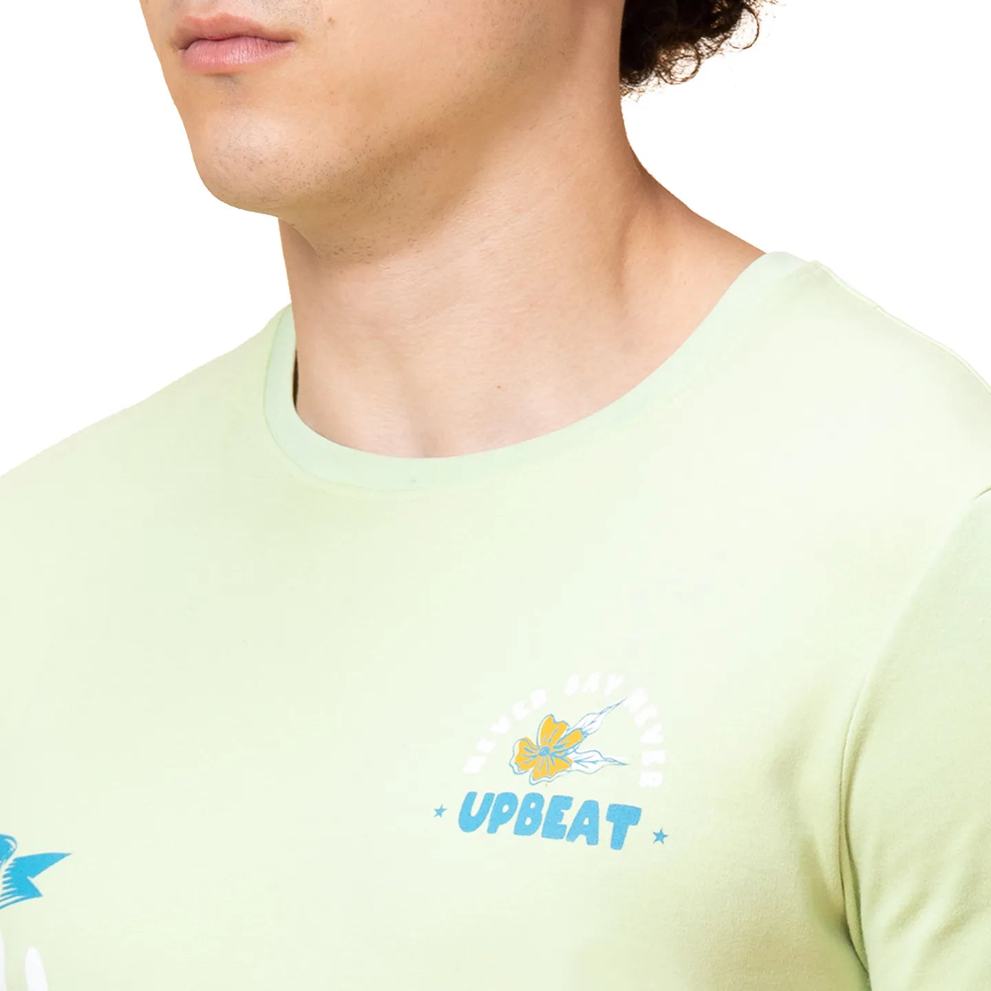 Green Slim Fit Round Neck Men's T-Shirt by Being Human Clothing