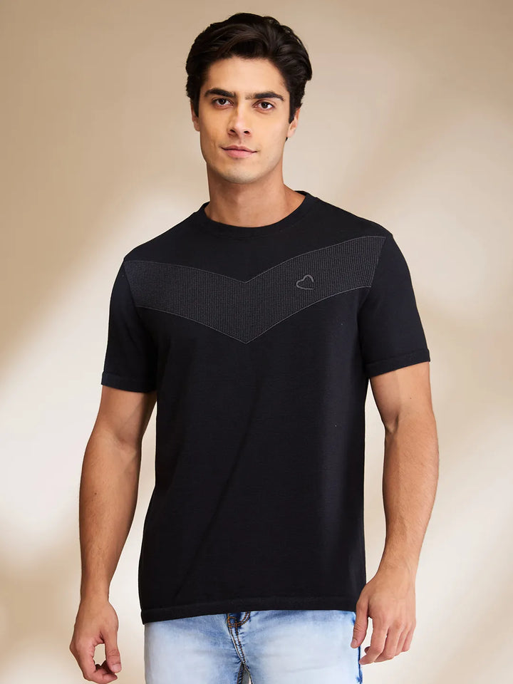 Black Regular Fit Round Neck Men's T-Shirt by Being Human Clothing