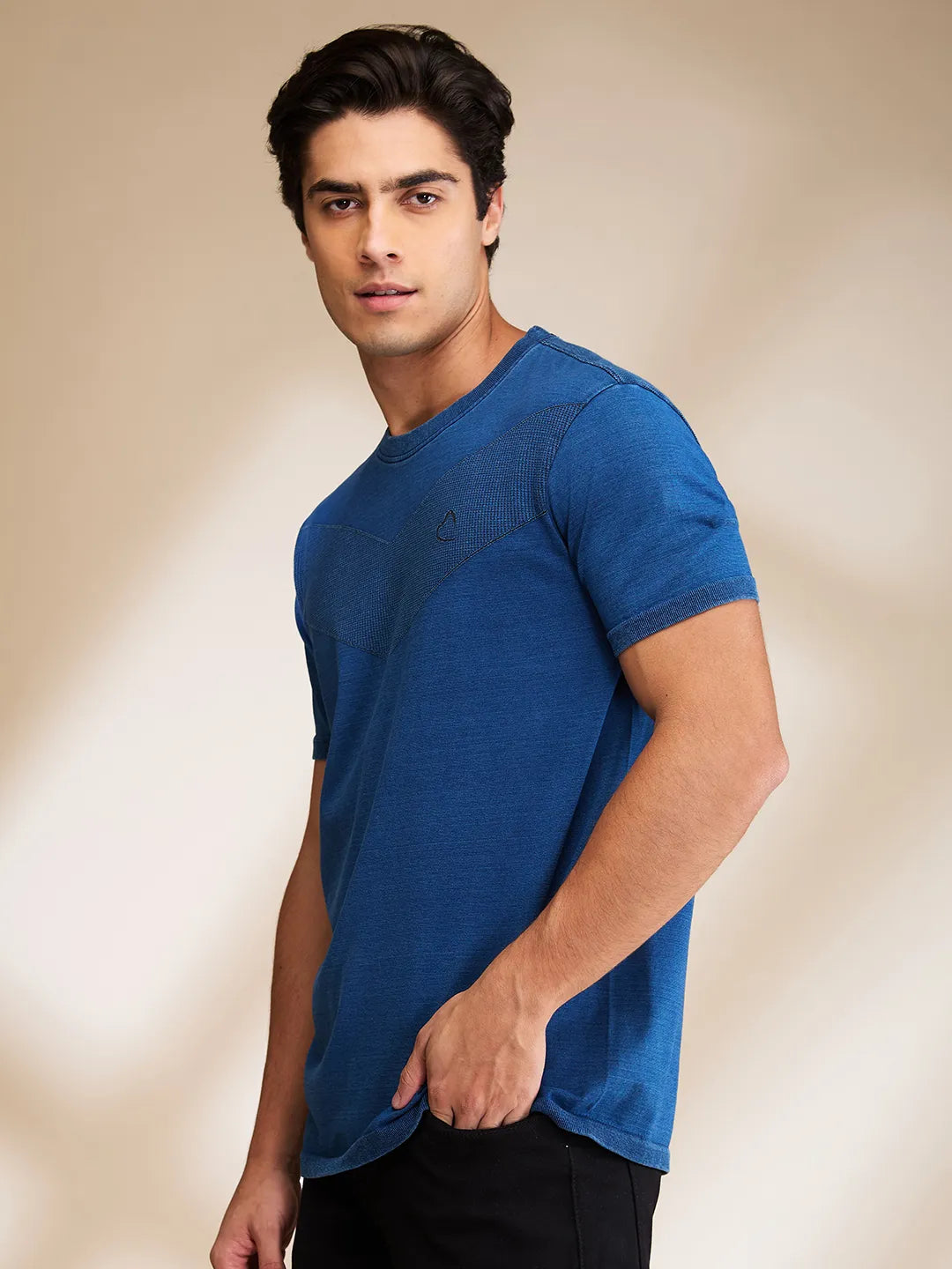 Indigo Regular Fit Round Neck Men's T-Shirt by Being Human Clothing