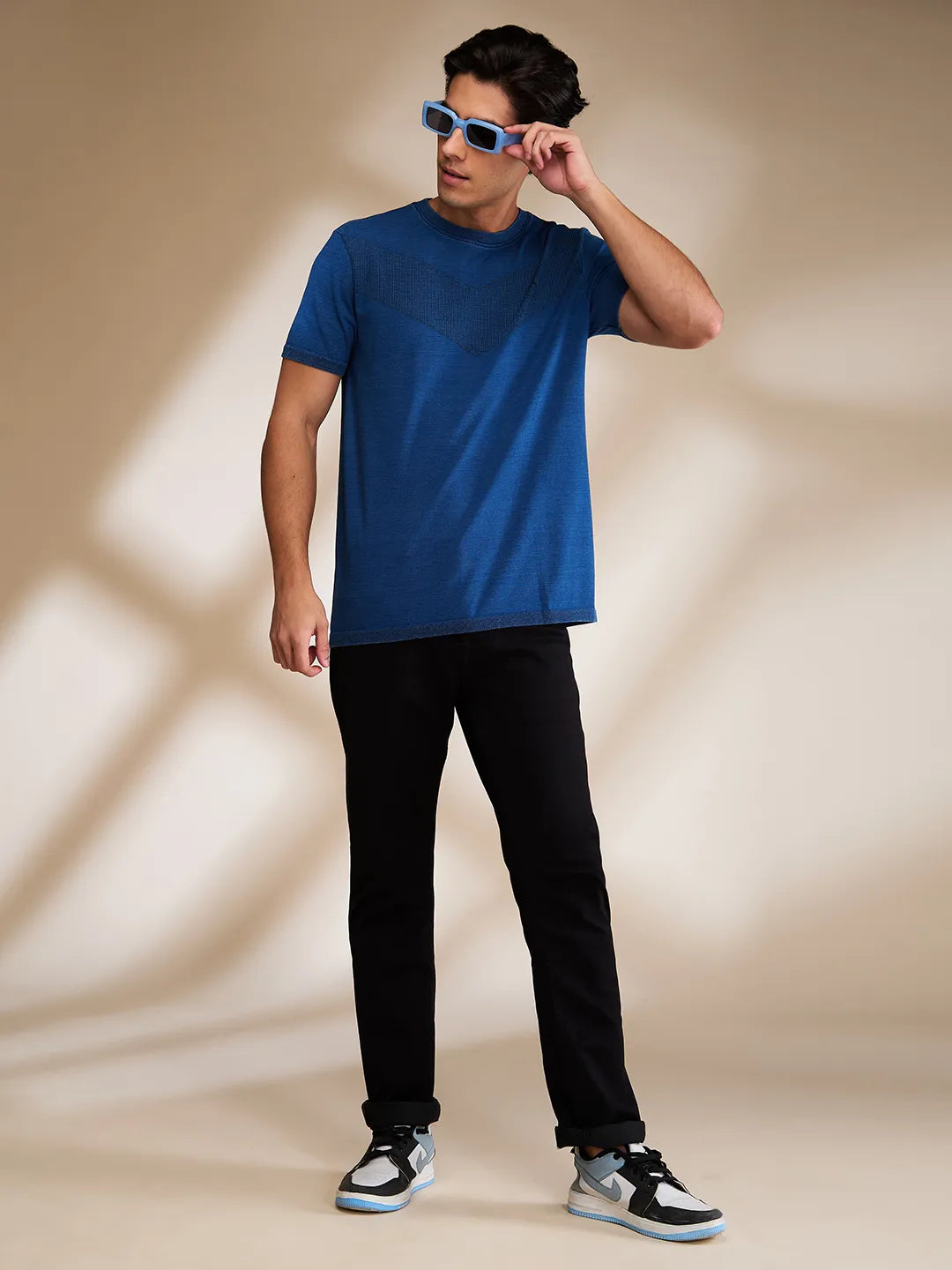 Indigo Regular Fit Round Neck Men's T-Shirt by Being Human Clothing
