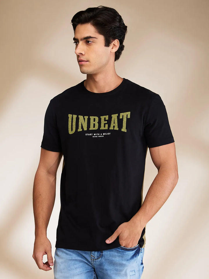 Black Regular Fit Men's Short Sleeves T-Shirt by Being Human Clothing