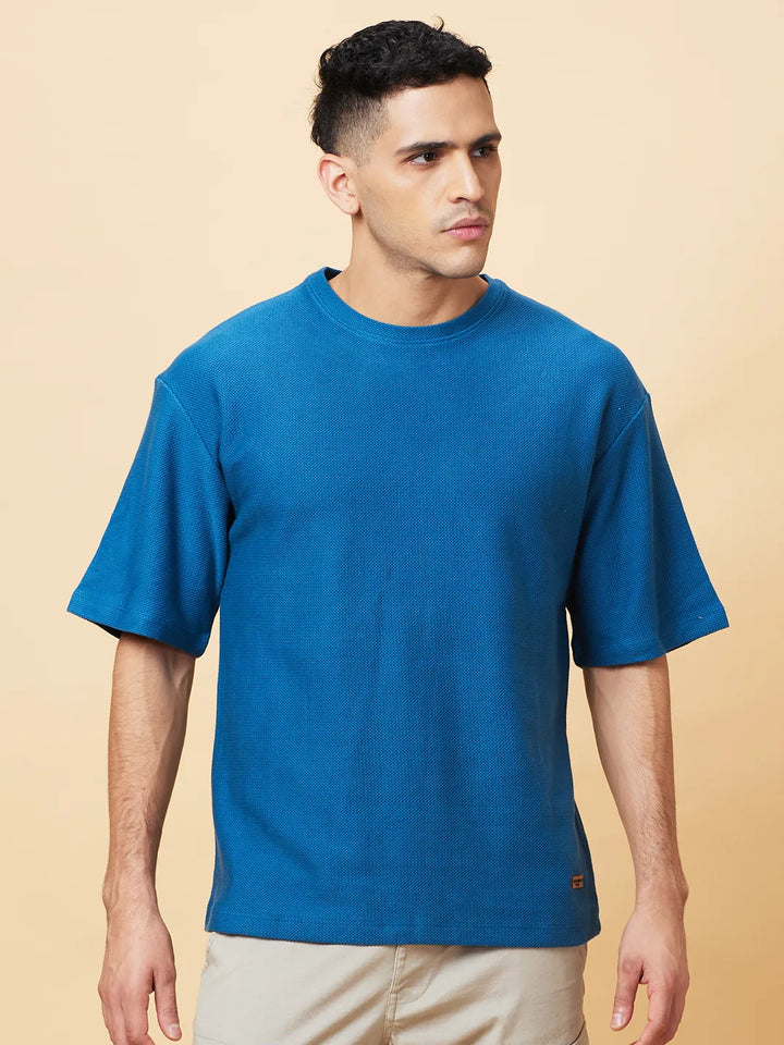 Deep Teal Easy Fit Round Neck Men's T-Shirt by Being Human Clothing
