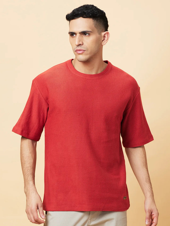 Rust Easy Fit Round Neck Men's T-Shirt by Being Human Clothing