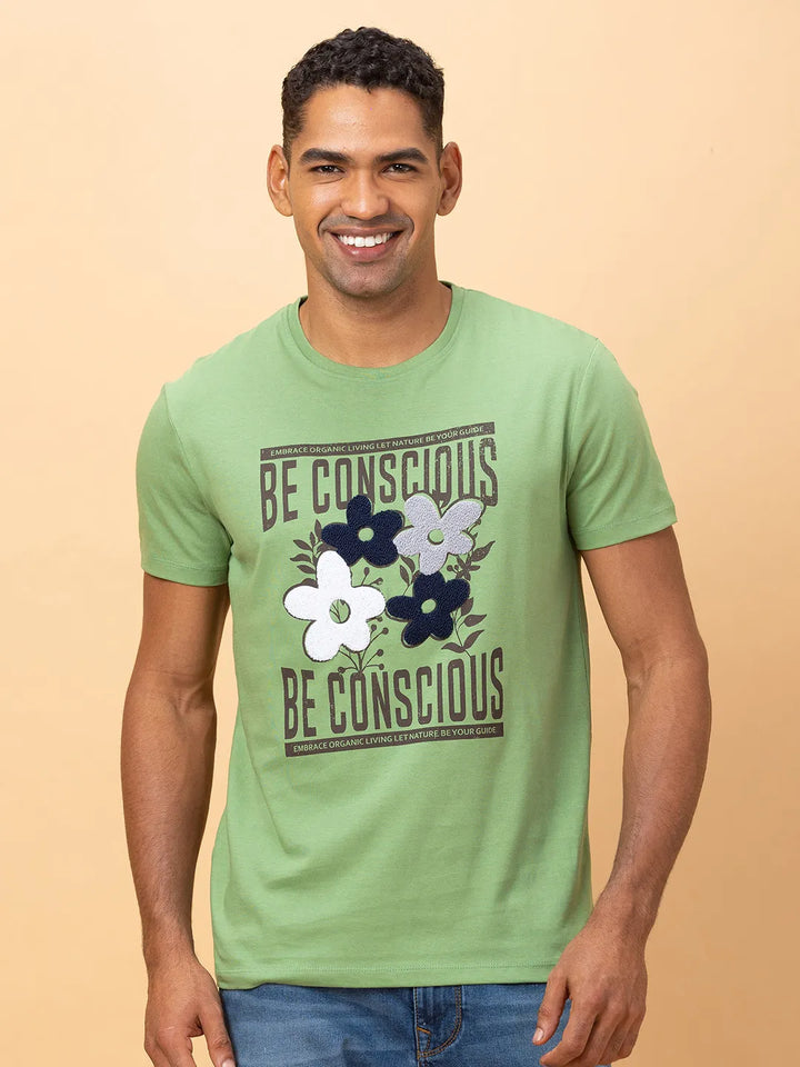 Fern Green Regular Fit Round Neck Men's T-Shirt by Being Human Clothing