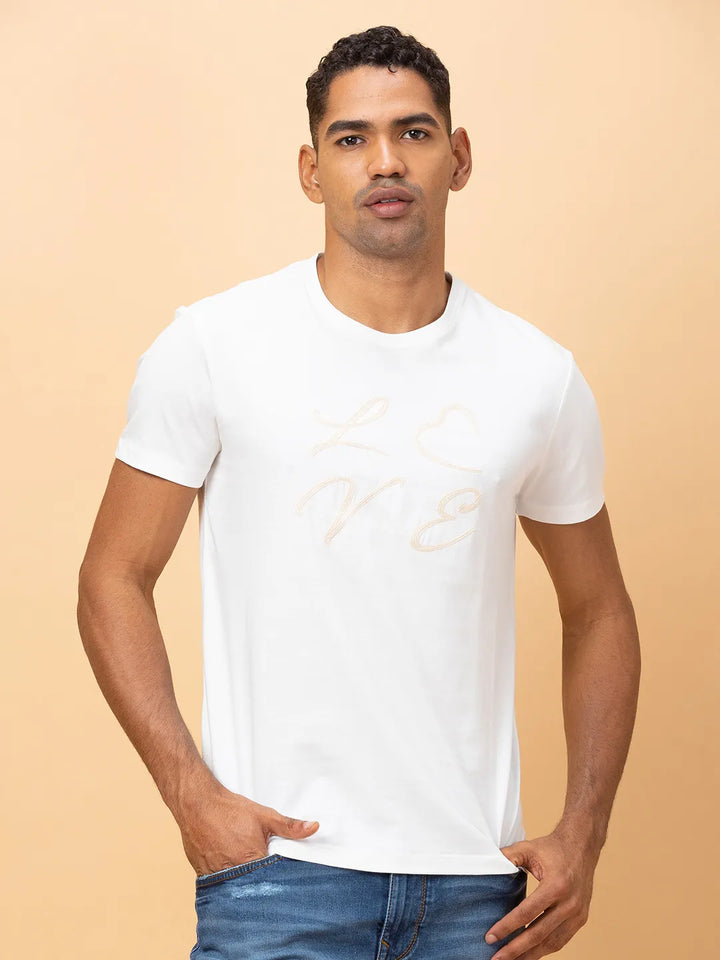 White Regular Fit Men's Short Sleeves T-Shirt by Being Human Clothing