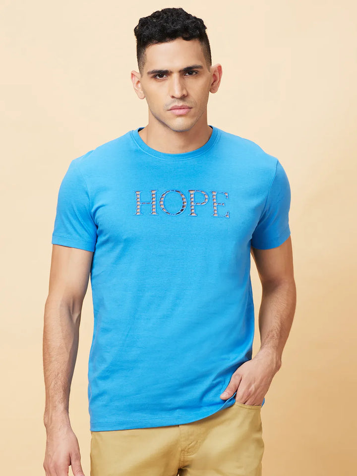Blue Regular Fit Round Neck Men's T-Shirt by Being Human Clothing