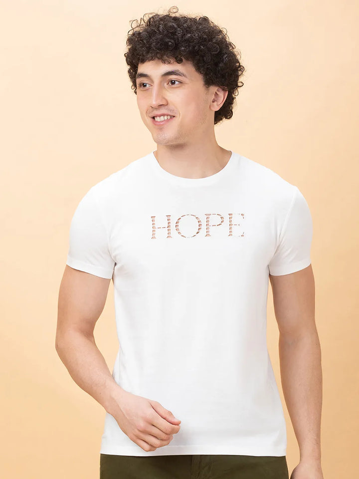 White Regular Fit Men's Short Sleeves T-Shirt by Being Human Clothing