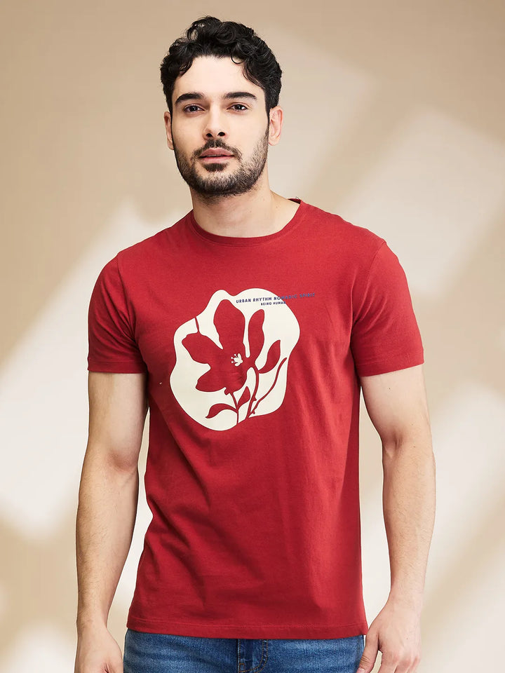 Orange Regular Fit Men's Short Sleeves T-Shirt by Being Human Clothing