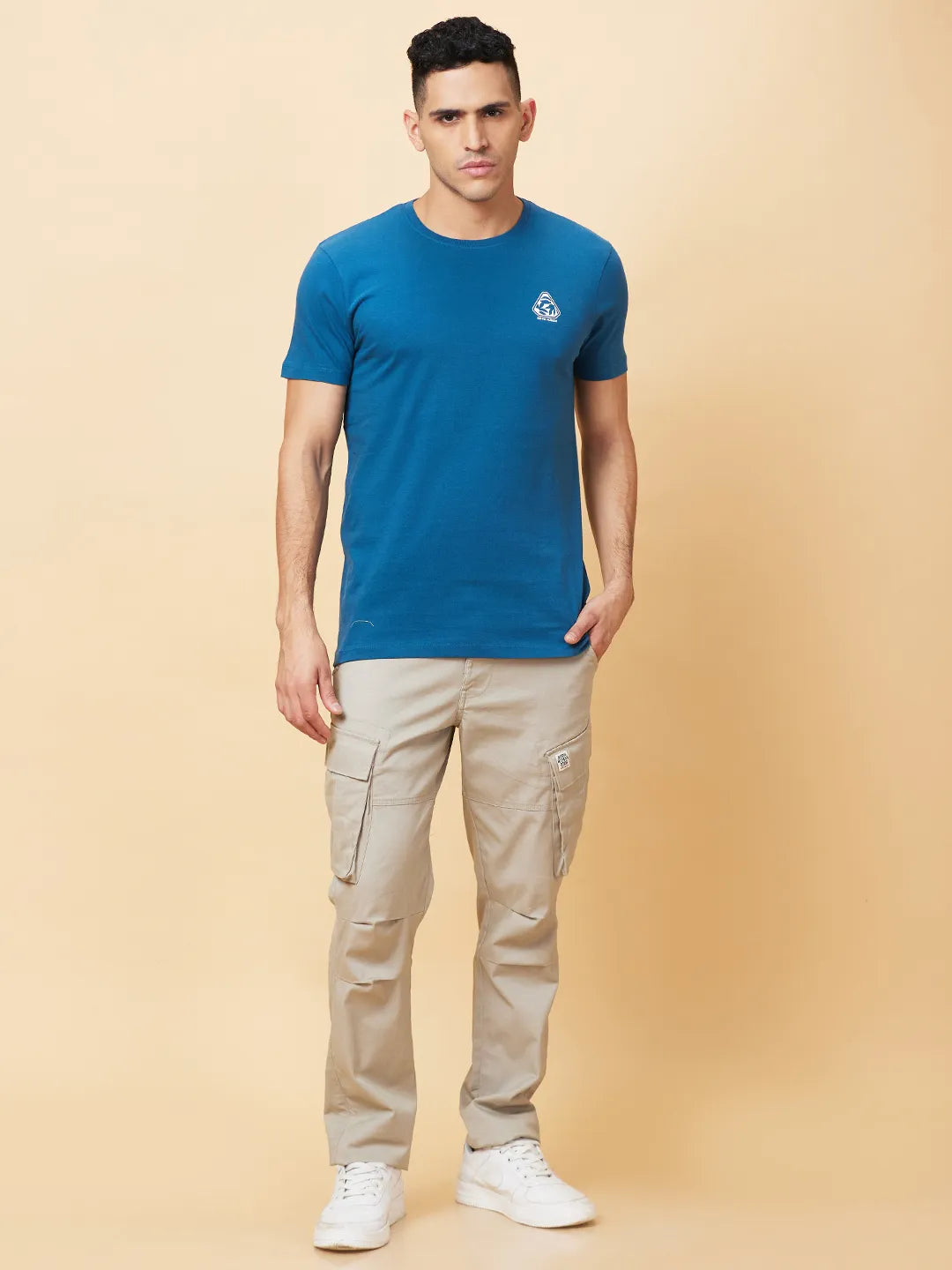 Deep Teal Regular Fit Round Neck Men's T-Shirt by Being Human Clothing
