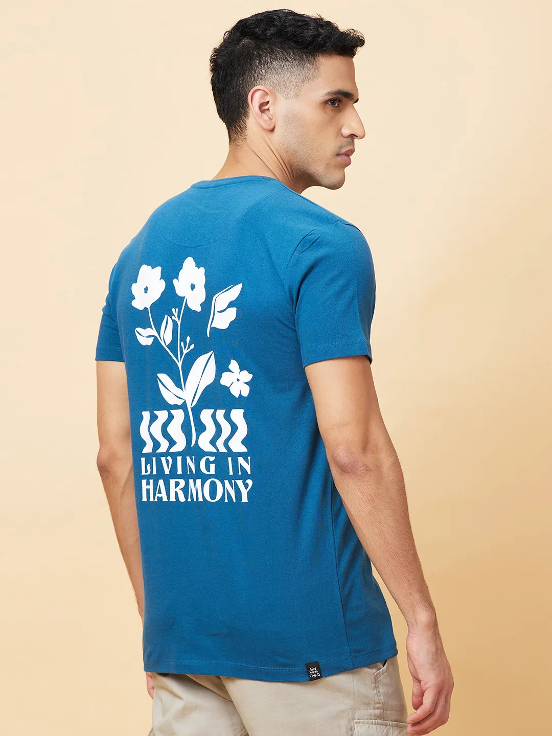 Deep Teal Regular Fit Round Neck Men's T-Shirt by Being Human Clothing