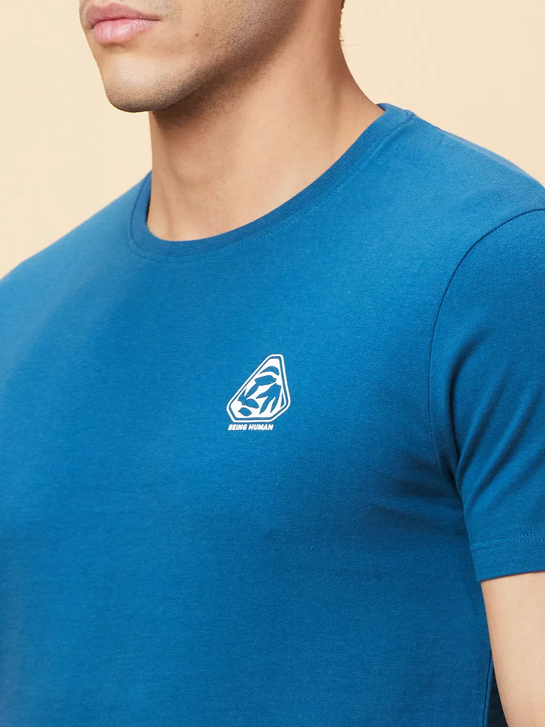 Deep Teal Regular Fit Round Neck Men's T-Shirt by Being Human Clothing