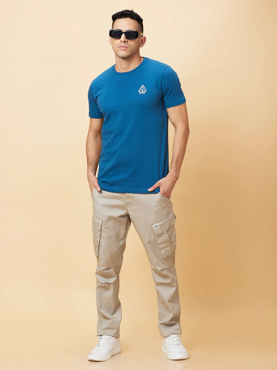 Deep Teal Regular Fit Round Neck Men's T-Shirt by Being Human Clothing