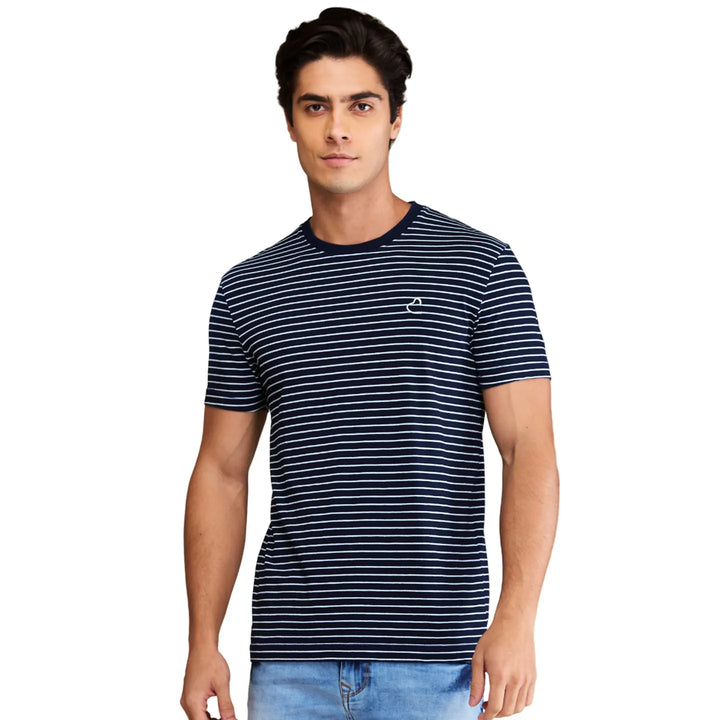 Dark Wash Regular Fit Round Neck Men's T-Shirt by Being Human Clothing