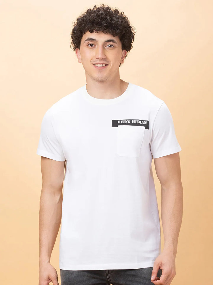 White Easy Fit Men's Short Sleeves T-Shirt by Being Human Clothing