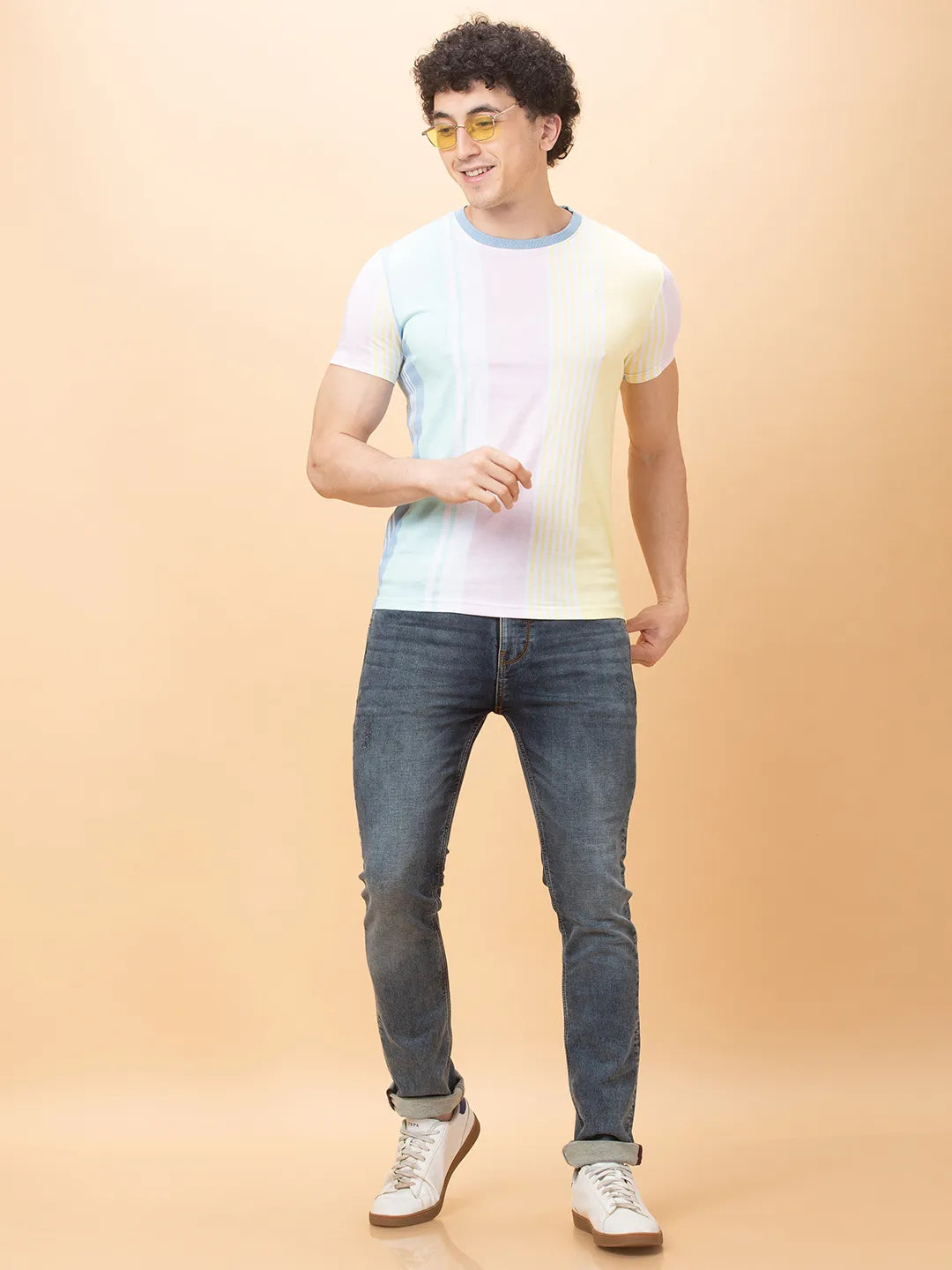 White Regular Fit Round Neck Mens' T-Shirt by Being Human Clothing